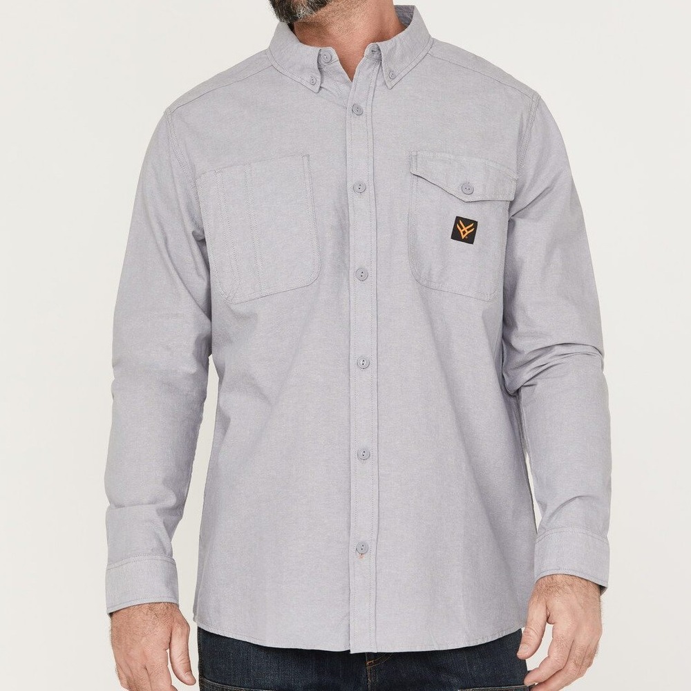 HAWX Work Gear Chambray Sun Protection Long Sleeve Button Down‎ Western Shirt L